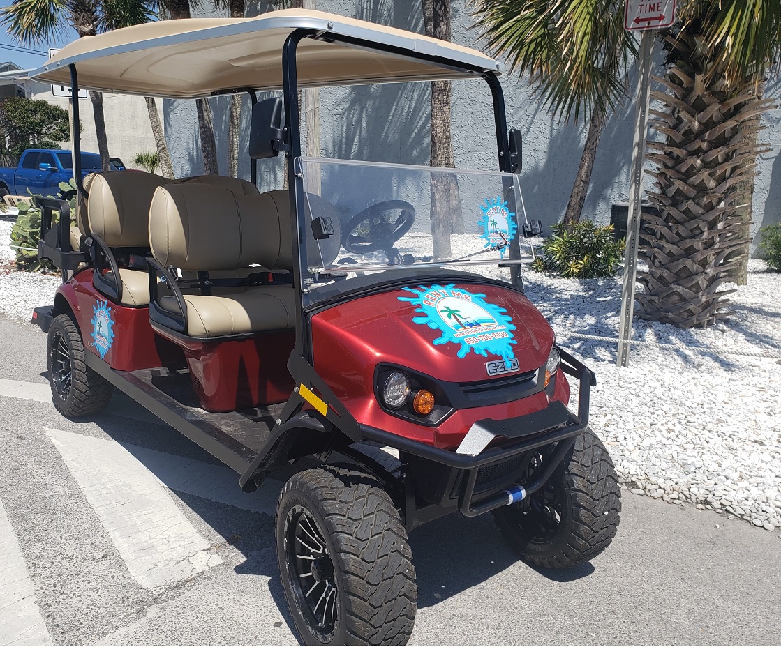 RallyByTheBeach red luxury golf cart